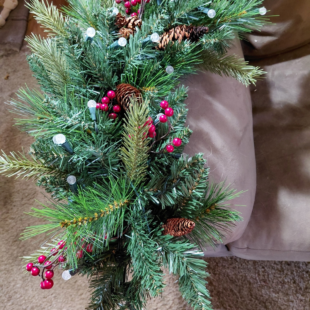 Festive Green and Red Holiday Winter 24" Swag